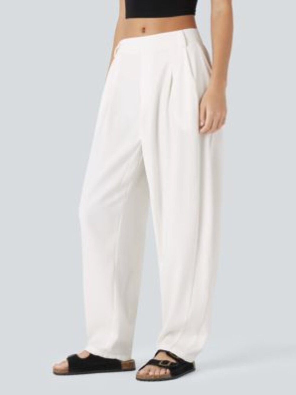 Halara Flex™ Mid-Rise Pocket Barrel Leg Work Pants | White | XL Petite | NWT